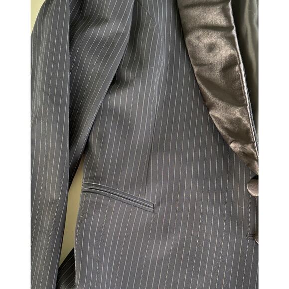 Vintage Jessica McClintock Blue 
Pinstripe Tuxedo Blazer Jacket Size 12 NWT - Picture 7 of 16
